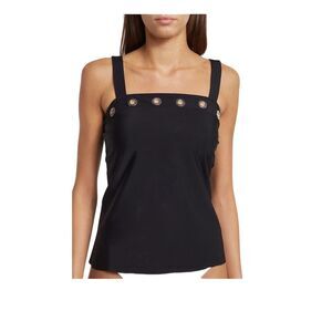 Magicsuit Full Circle Shay Tankini Top Black Sz 8 Square Neck Adjustable Strap